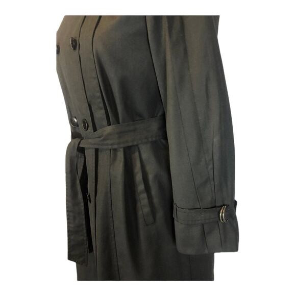 Vintage Concept black double breasted stand collar belted trench coat size large - Picture 8 of 12